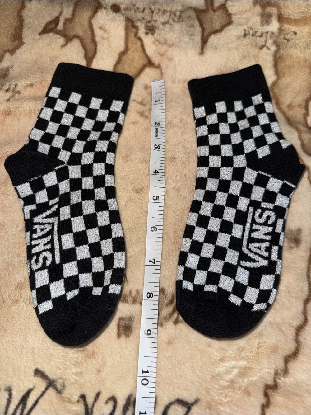 🖤NWOT VANS BLK/SILVER CHECKERED SOCKS SIZE 5-7 WOMEN🖤